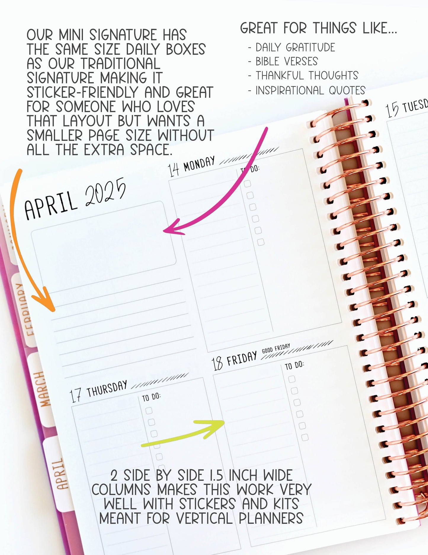 2025 Planner - Mini Signature Layout, Spiral Bound - "Rainbow Glitz" (#501)