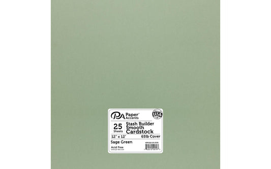 PA Paper Accents Cardstock 12x12 65lb 25pc Pk Sage Green