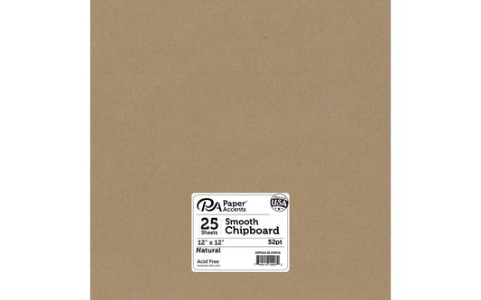 Chipboard 12x12 1X Heavy 52pt 25pcPk Natural