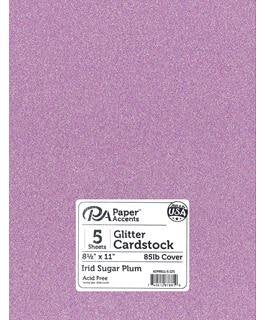 PA Paper Accents Glitter Cardstock -SugarPlum 8.5x11 5pc