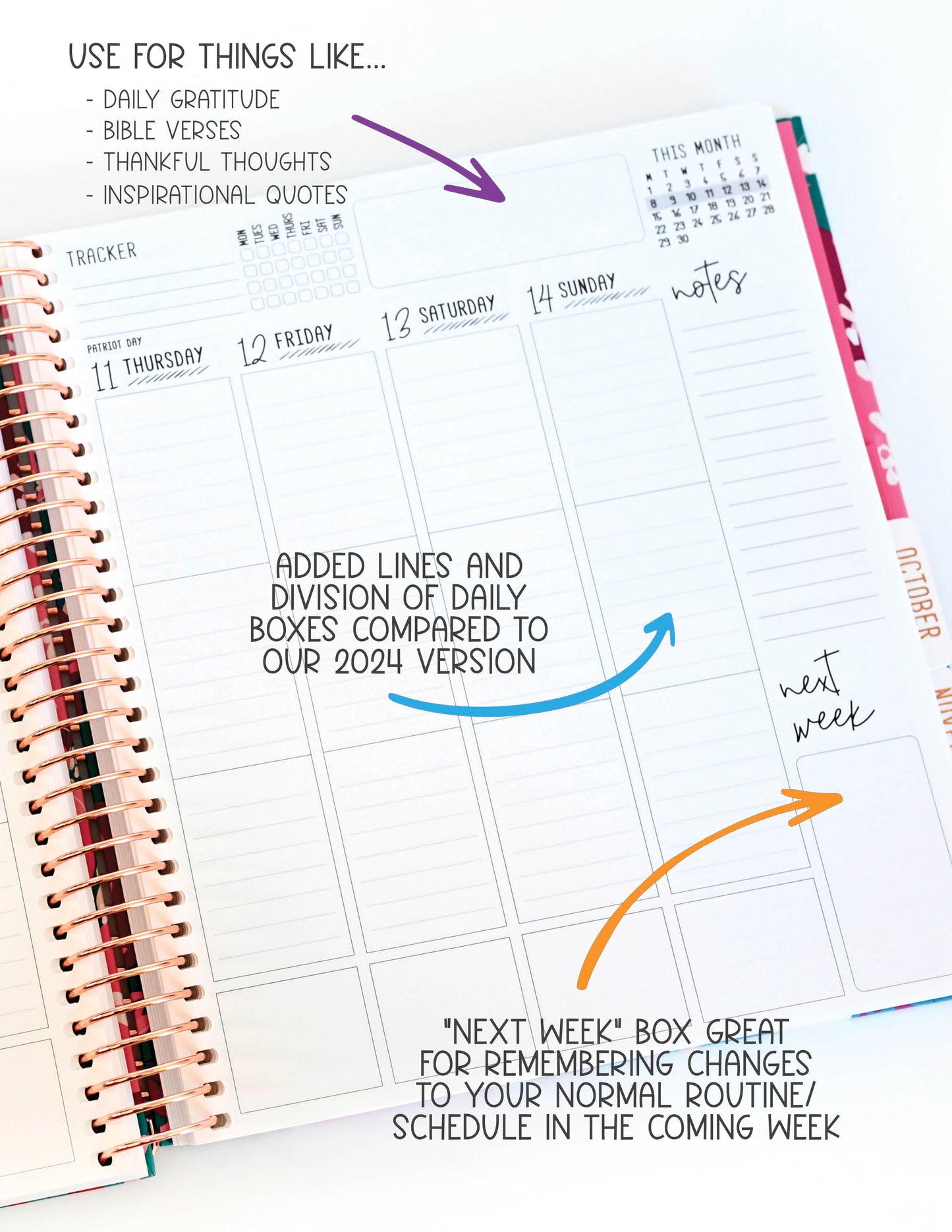 2025 Planner - Vertical Layout, Spiral Bound - "Rainbow Glitz" (#301)