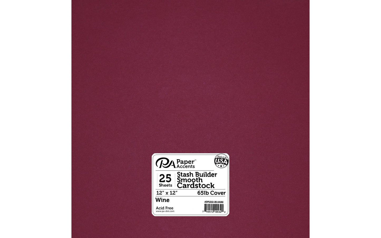 PA Paper Accents Cardstock 12x12 65lb 25pc Pk Wine