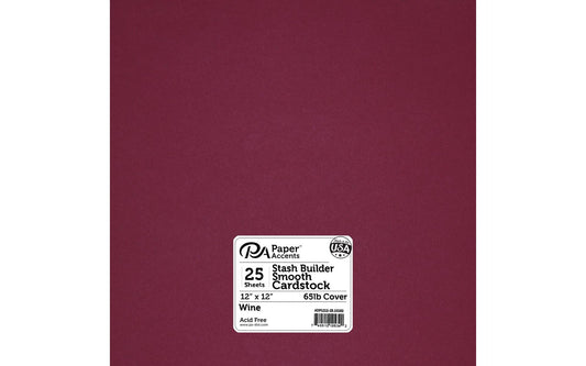 PA Paper Accents Cardstock 12x12 65lb 25pc Pk Wine